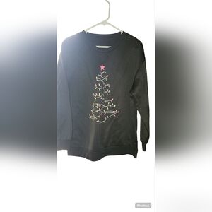 Black Sweatshirt with Festive Tree Design